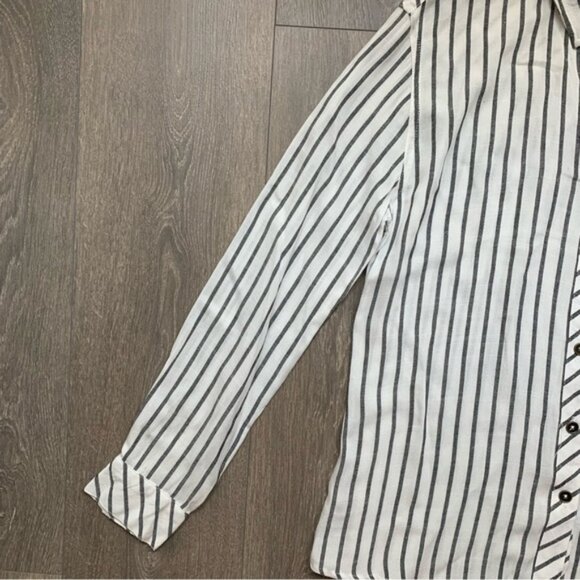 Anthropologie Ash and Ember Boyfriend Button Down Shirt Striped Long Sleeve XS - Picture 9 of 16